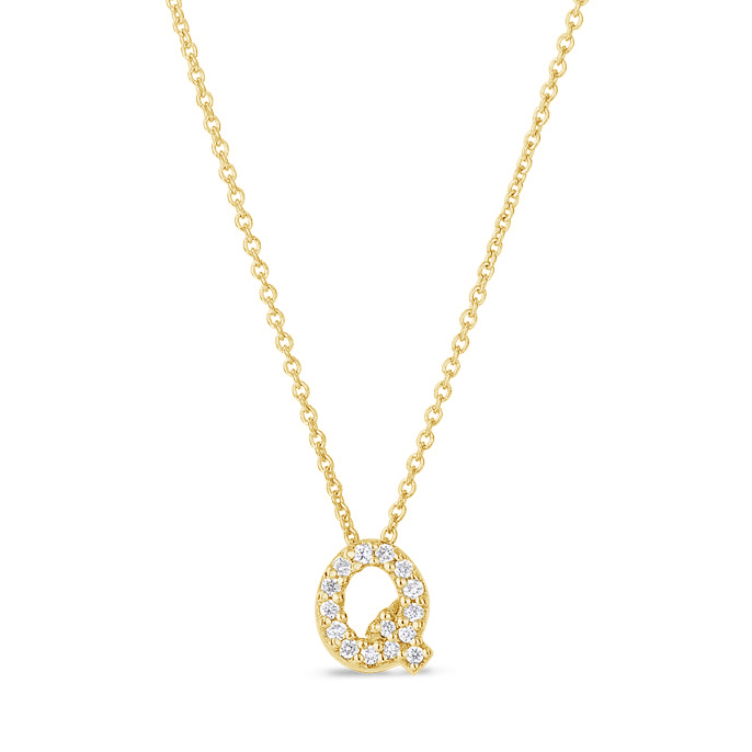 Roberto Coin Tiny Treasures Love Letter Diamond Initial Necklaces in Yellow Gold
