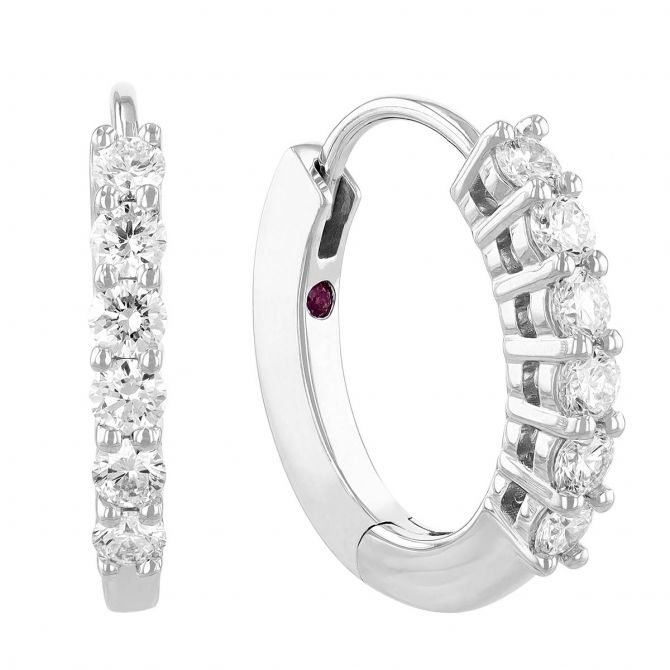 Roberto Coin Perfect Diamond Hoops White Gold Oval Huggie Earrings, 14 mm, 0.70 cttw