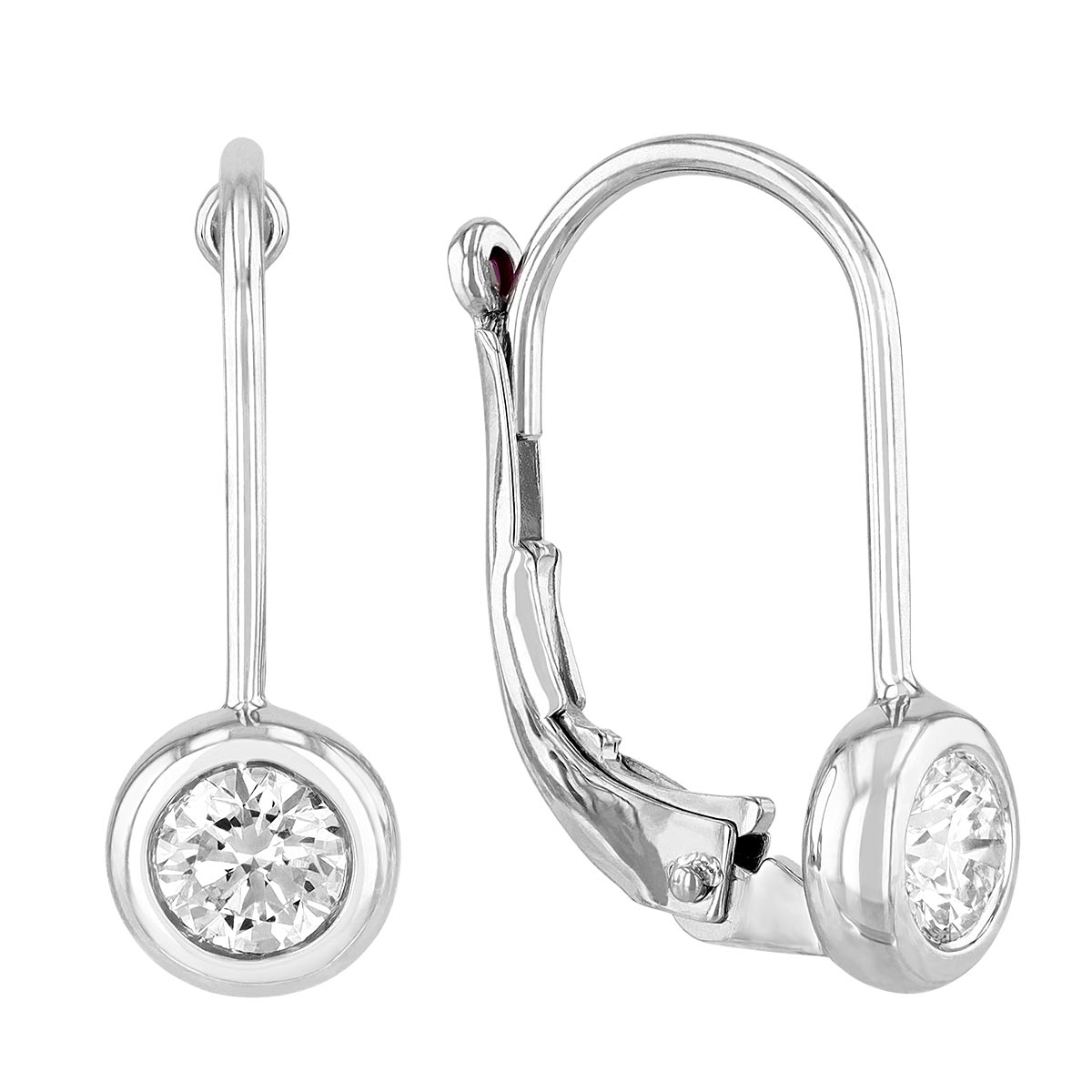 Roberto Coin Diamond Bezel Set Drop Earrings in White Gold