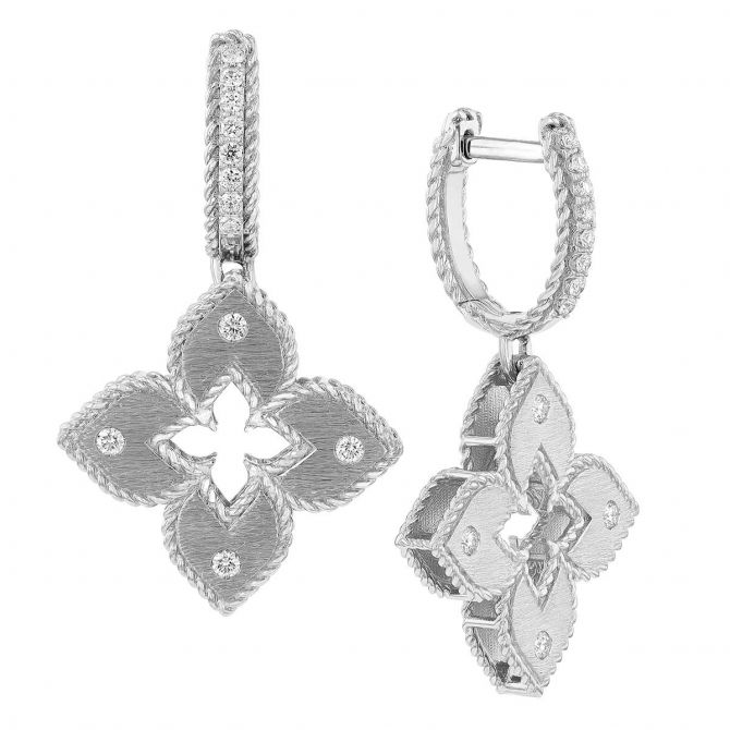 Roberto Coin Venetian Princess White Gold Diamond Drop Earrings