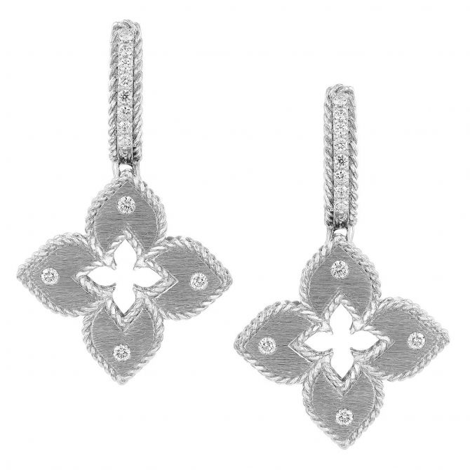 Roberto Coin Venetian Princess White Gold Diamond Drop Earrings