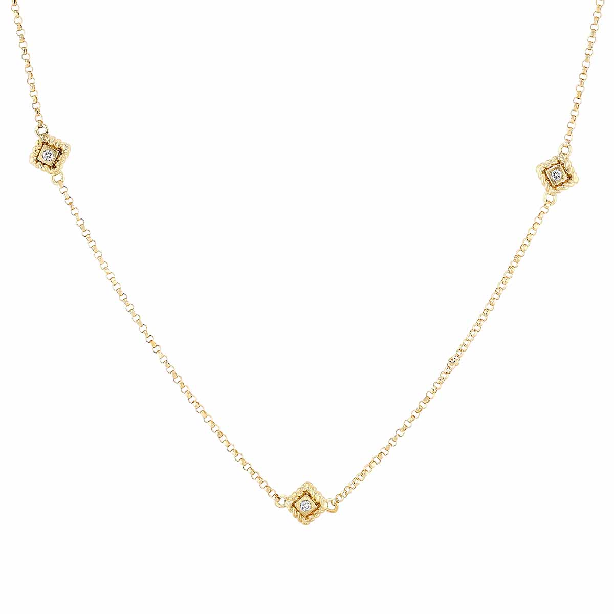 Roberto Coin Palazzo Ducale 5 Station Necklace with Diamonds in Yellow Gold
