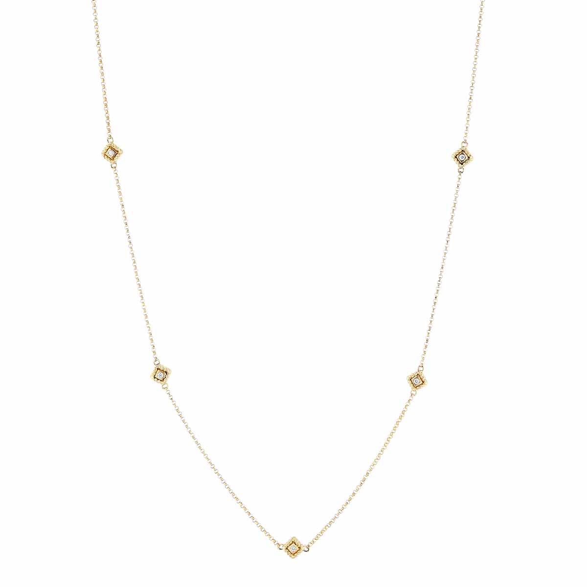 Roberto Coin Palazzo Ducale 5 Station Necklace with Diamonds in Yellow Gold