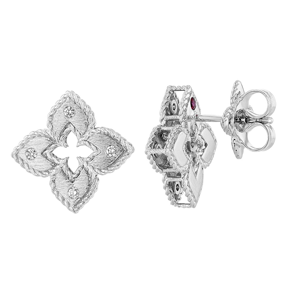 Roberto Coin Venetian Princess Petite Satin 18K Gold Earrings with Diamonds