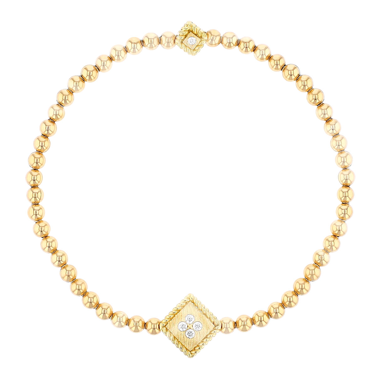 Roberto Coin Palazzo Ducale Yellow Gold Stretch Bracelet with Diamond Accent
