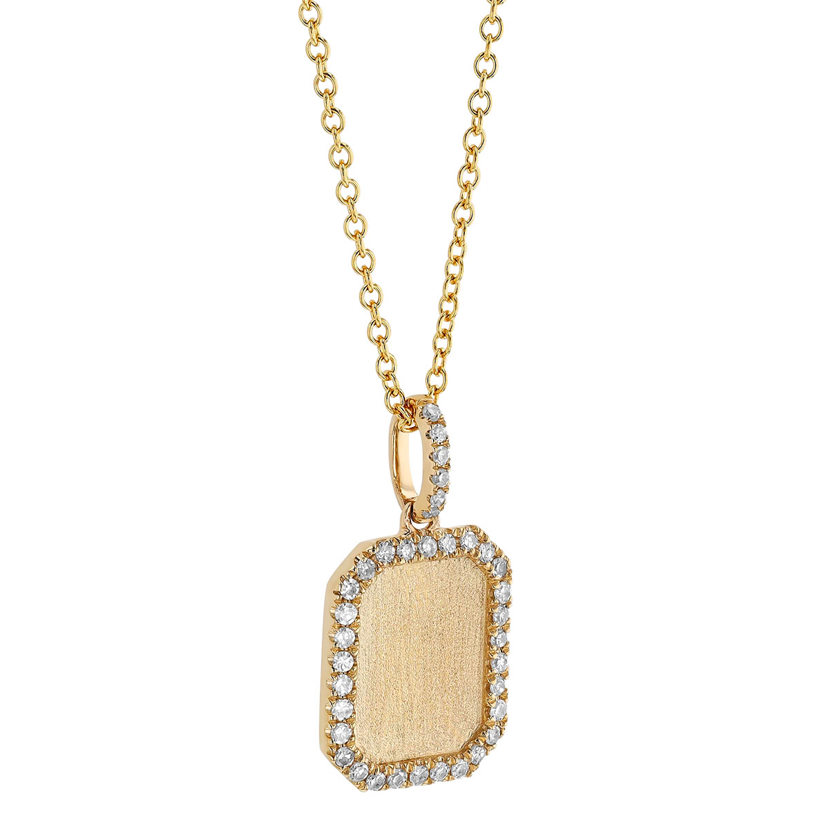 Diamond Outline Rectangle Tag Pendant in Yellow Gold, 18