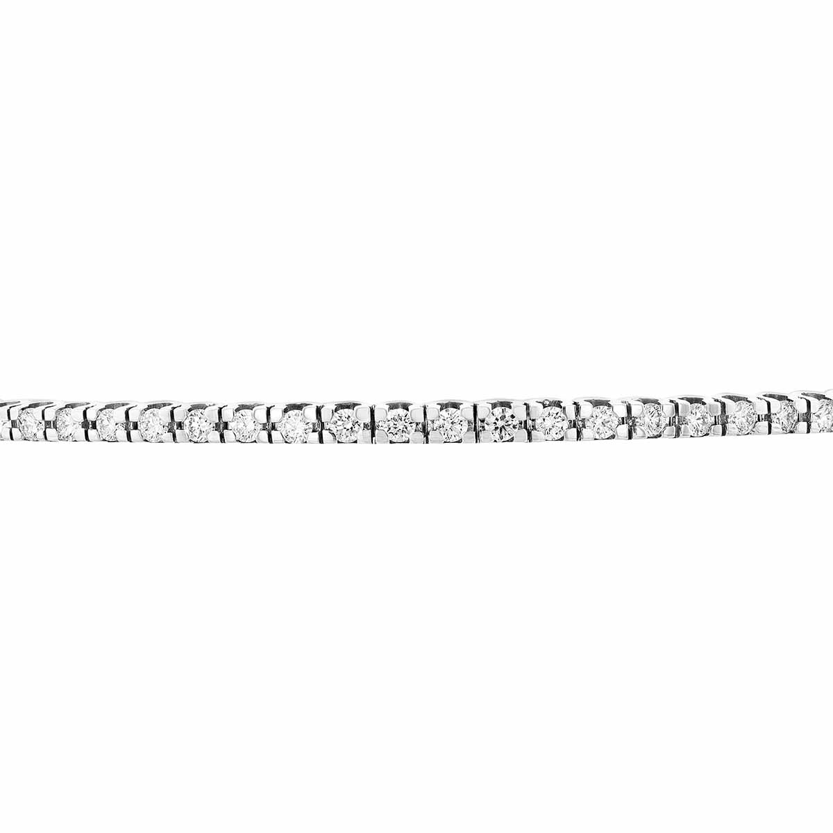 Diamond Tennis Slim Bangle Bracelet in White Gold