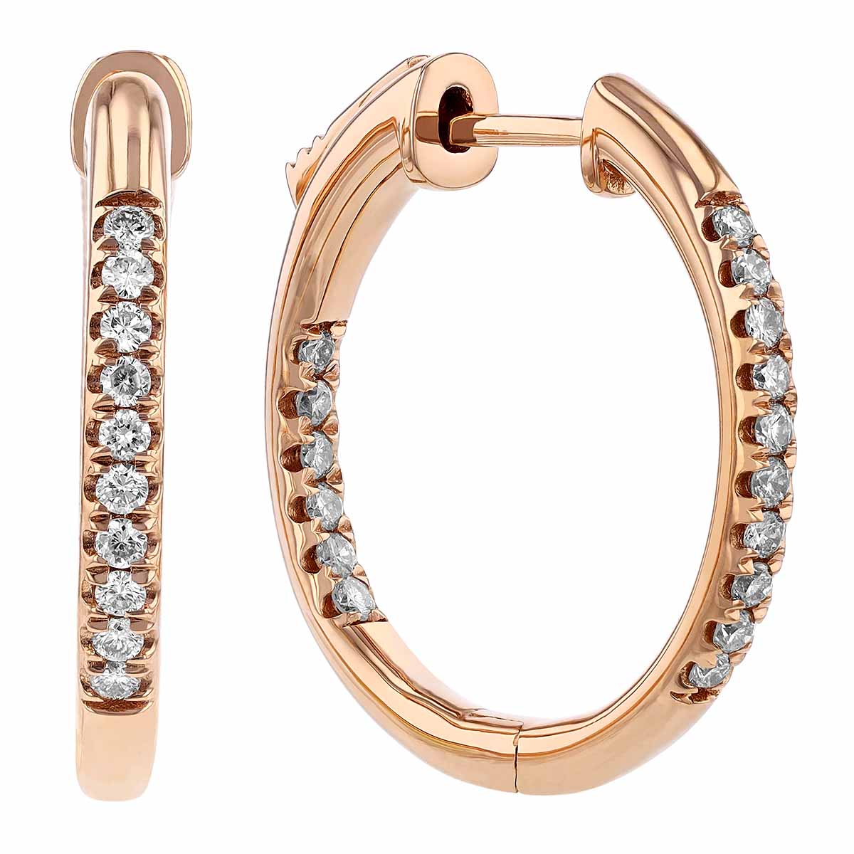 Diamond Inside Out Hoop Earrings in Rose Gold, 0.25 cttw