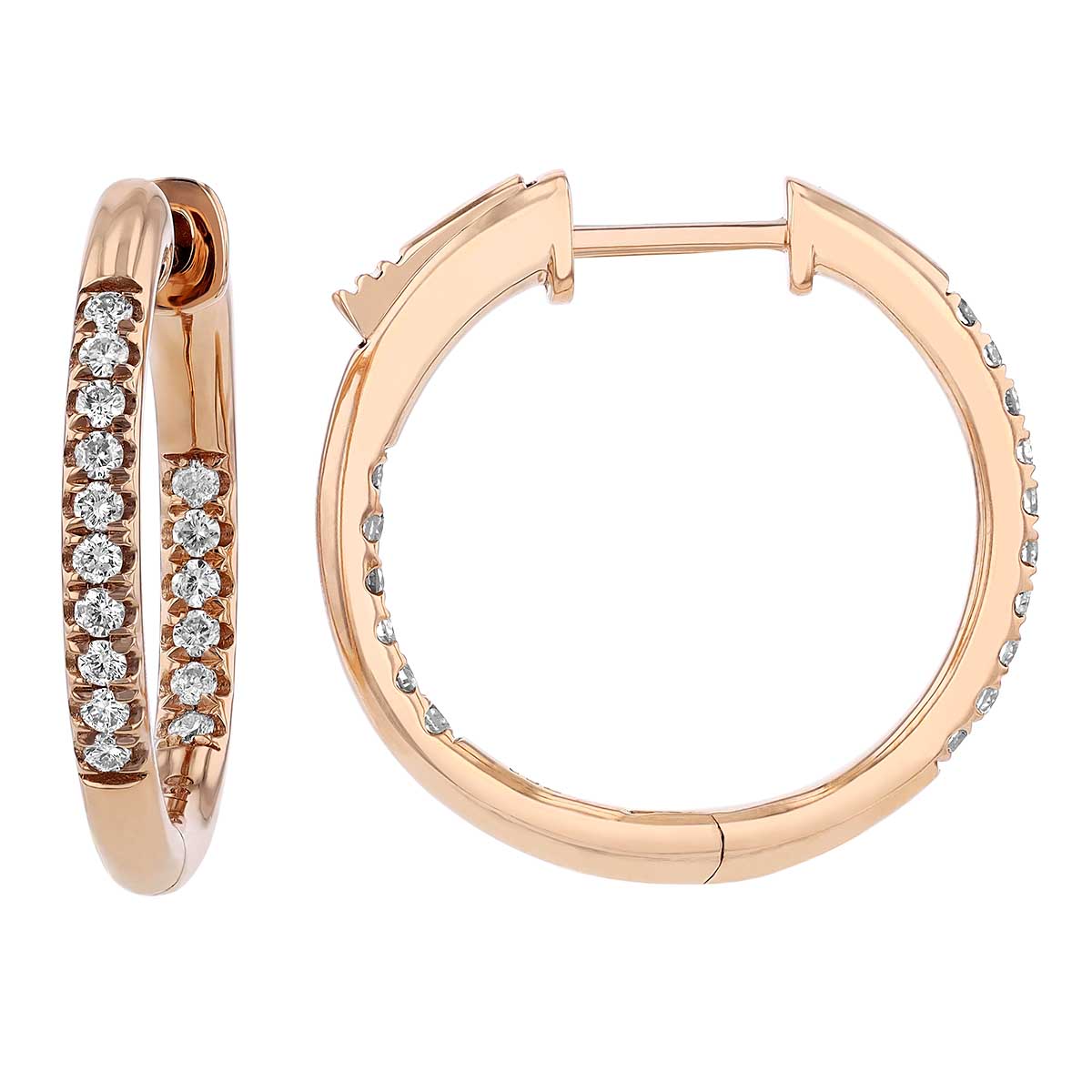 Diamond Inside Out Hoop Earrings in Rose Gold, 0.25 cttw