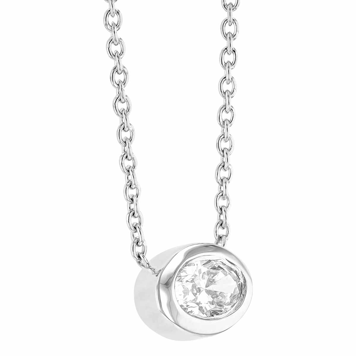 Roberto Coin Oval Diamond Bezel Set Solitaire Necklace in White Gold, .20 ct, 18