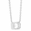 Roberto Coin Emerald Cut Diamond Bezel Set Solitaire Necklace in White Gold, .36 ct, 18"