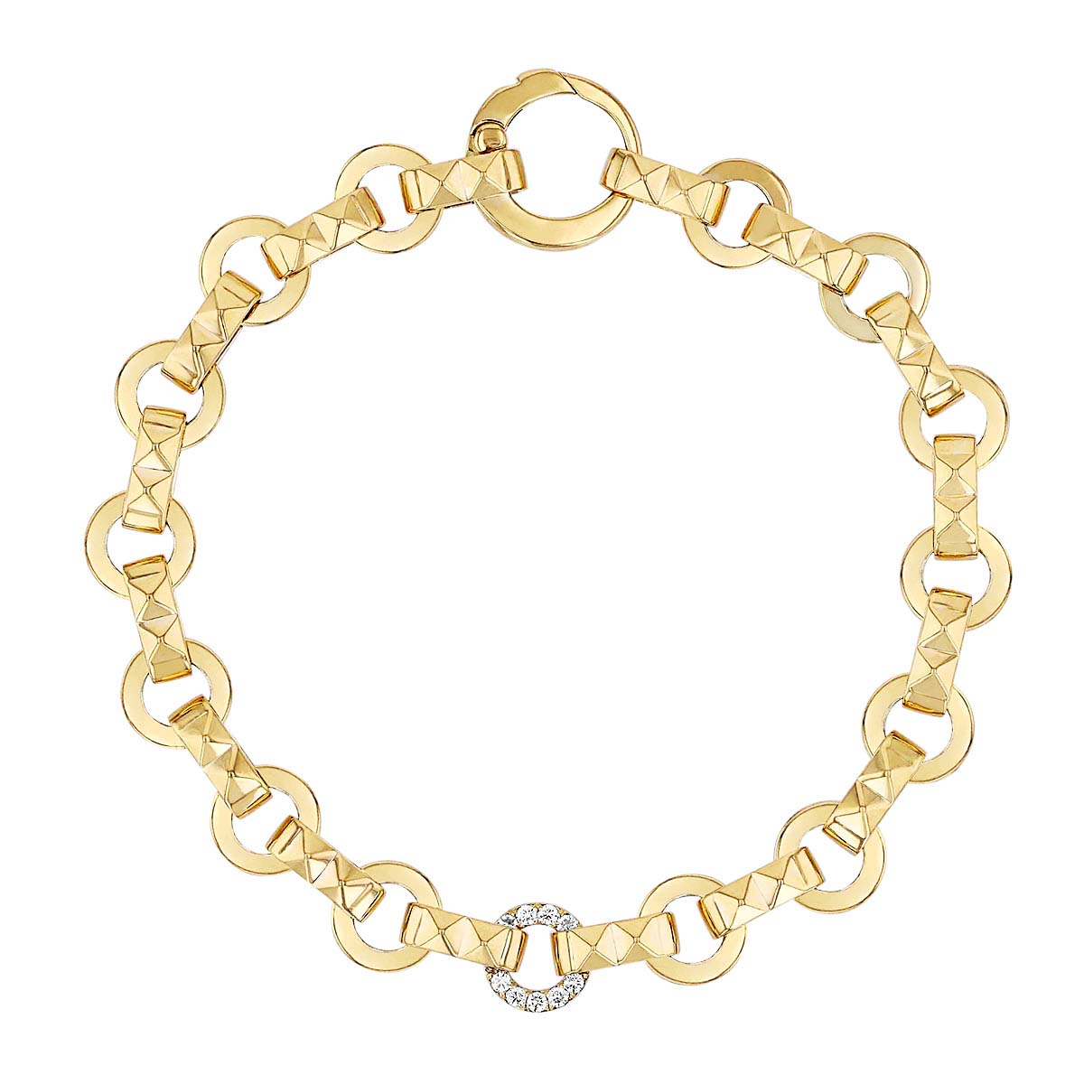 Roberto Coin Petite Obelisco Single Diamond Station Bracelet in Yellow Gold