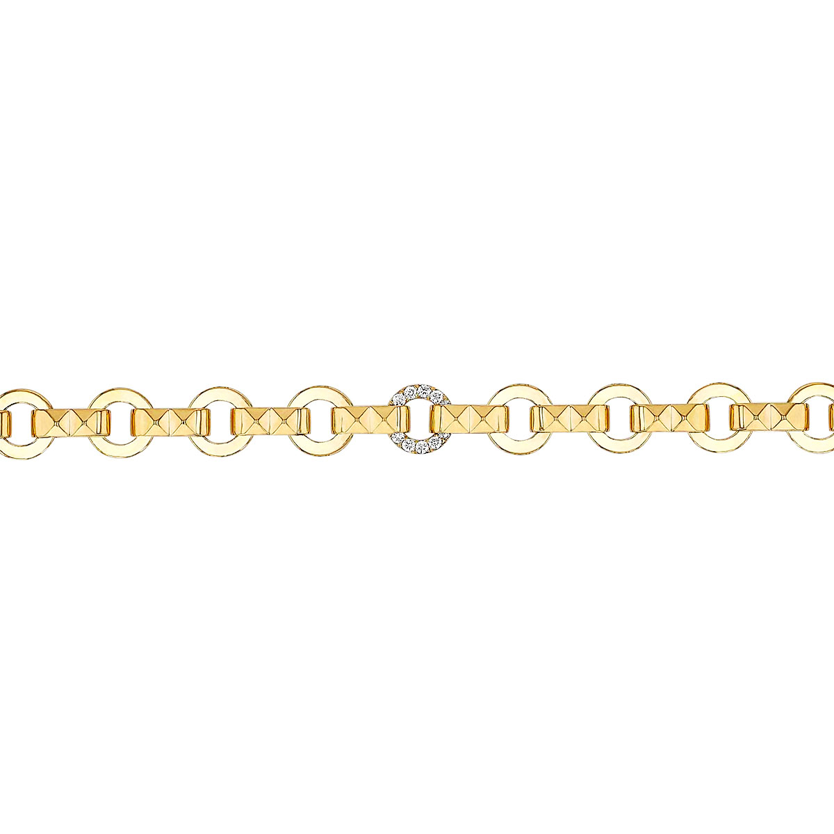 Roberto Coin Petite Obelisco Single Diamond Station Bracelet in Yellow Gold