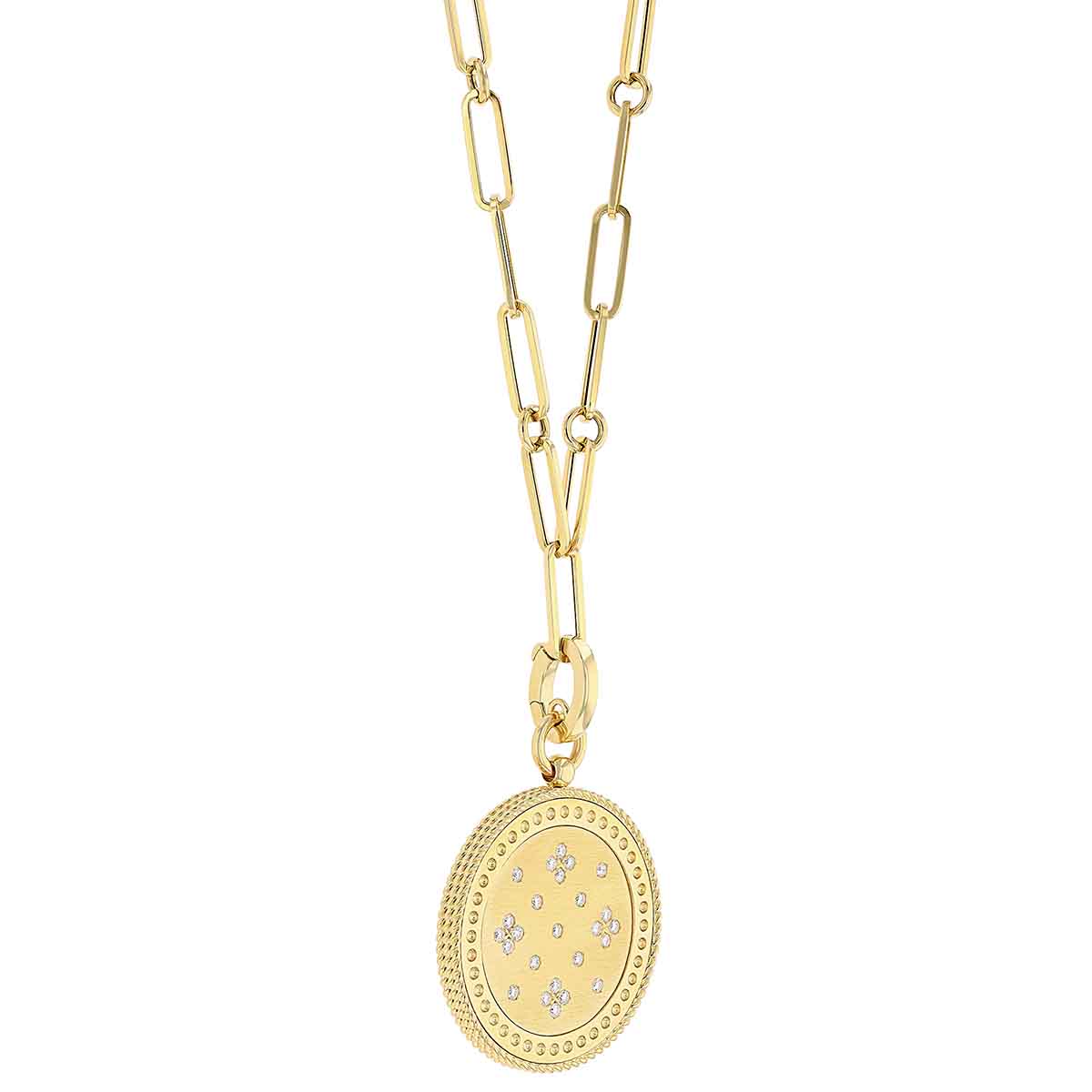 Roberto Coin Venetian Princess Satin 18K Gold Coin Edge Medallion with Diamonds