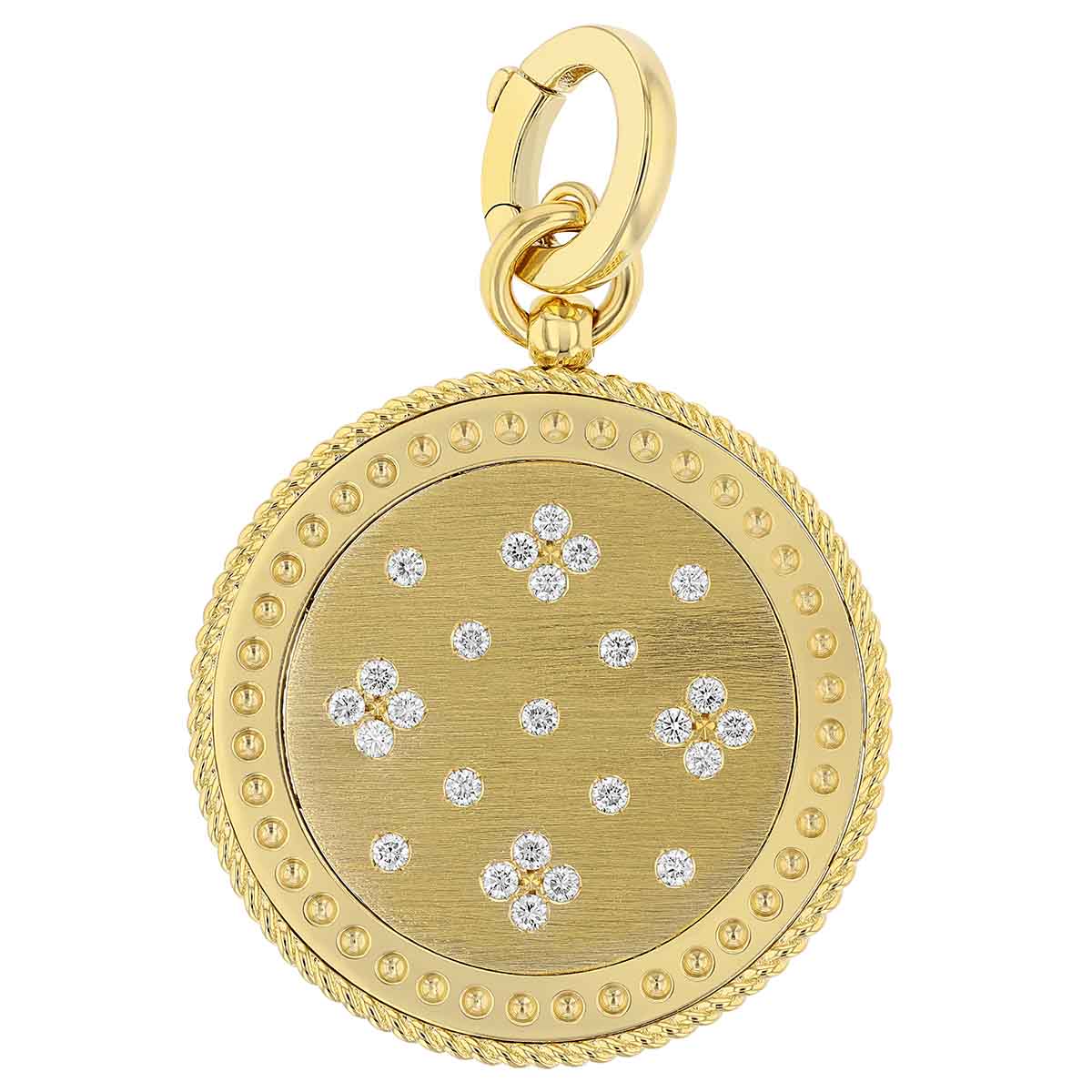 Roberto Coin Venetian Princess Satin 18K Gold Coin Edge Medallion with Diamonds