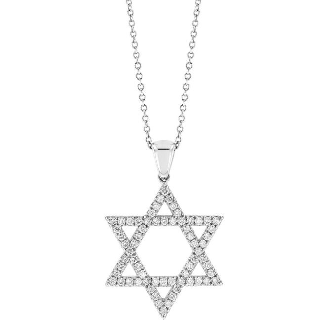 Diamond Star of David Pendant in White Gold