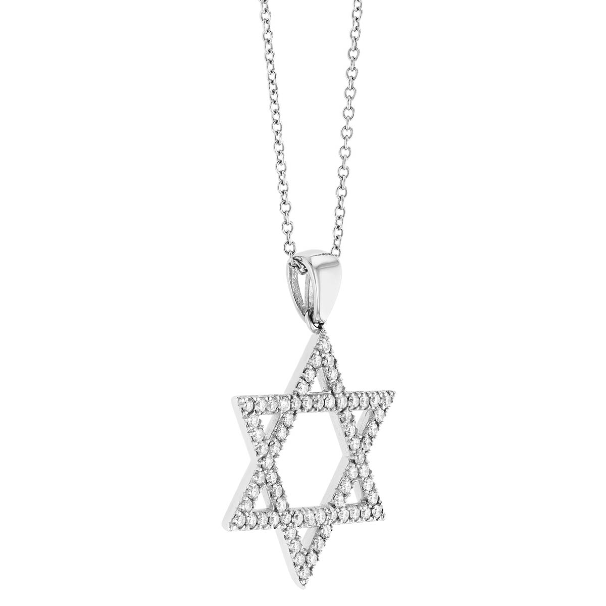Diamond Star of David Pendant in White Gold