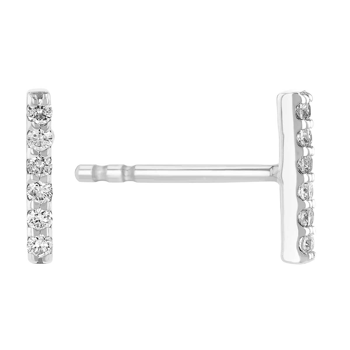 Diamond Dainty Bar Stud Earrings in White Gold | Borsheims
