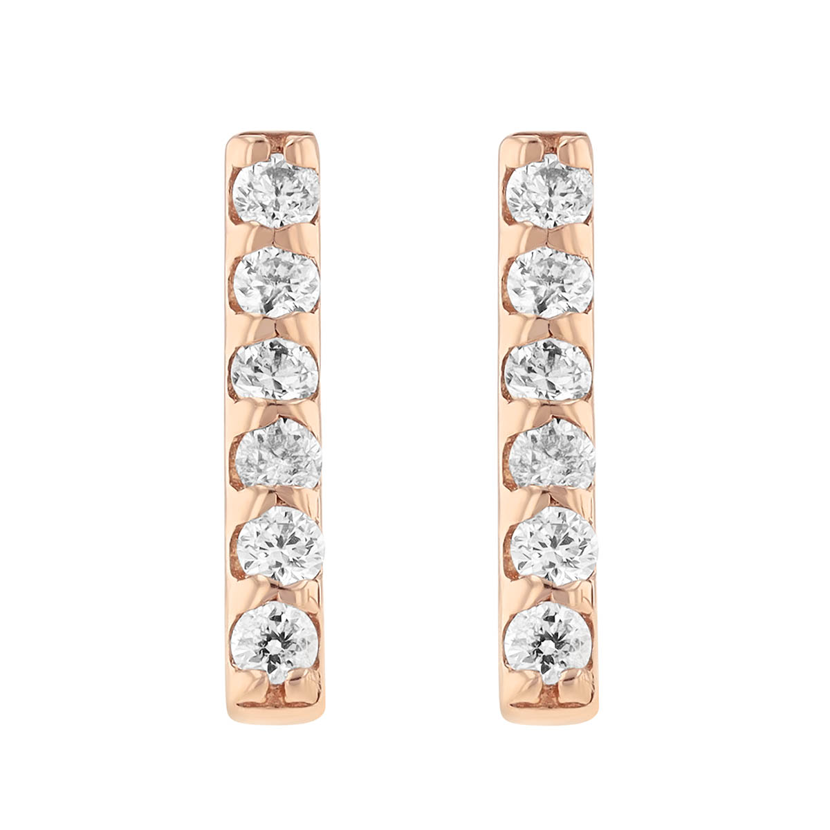 Dainty Diamond Bar Stud Earrings in Rose Gold
