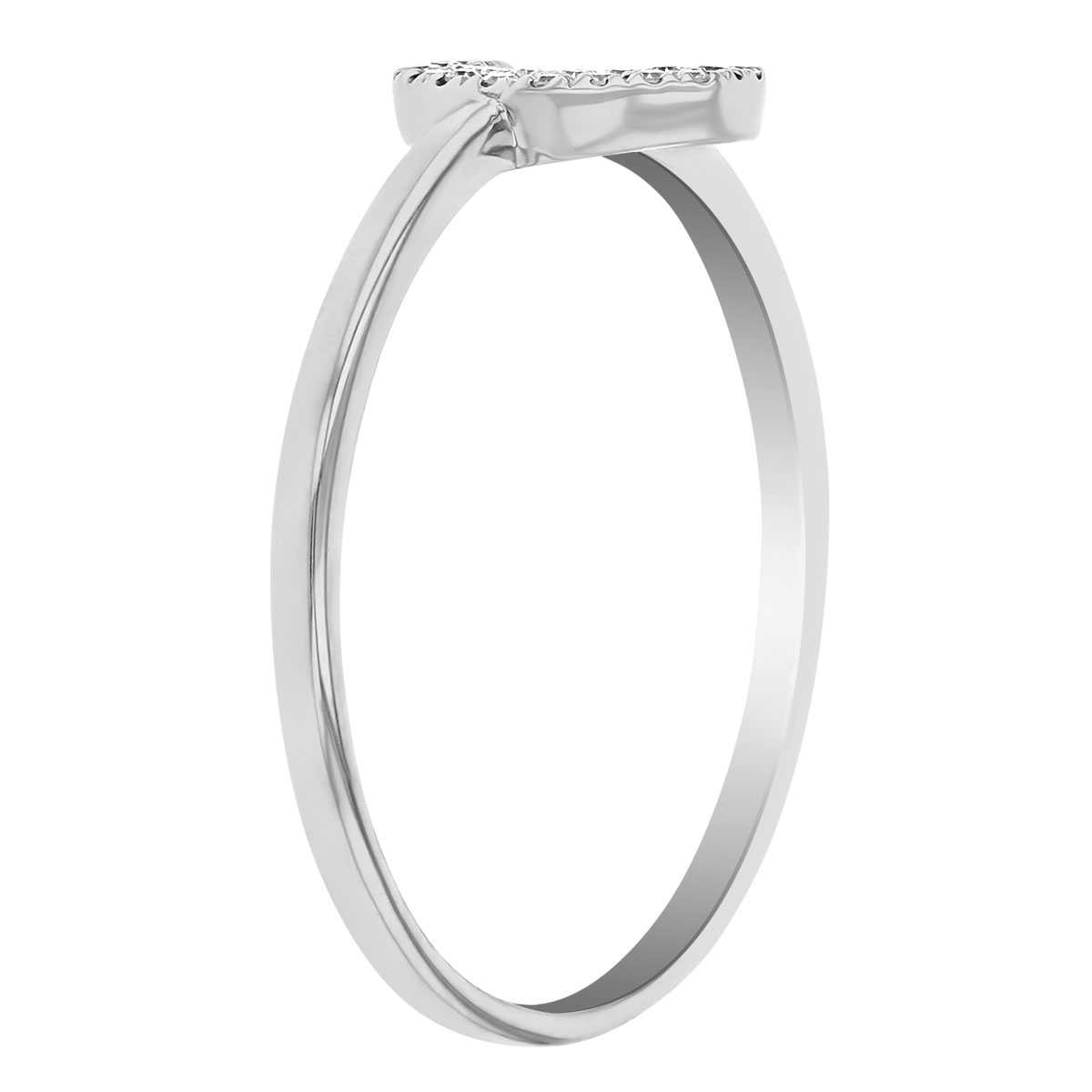 Diamond Pavé Crescent Moon Ring in White Gold