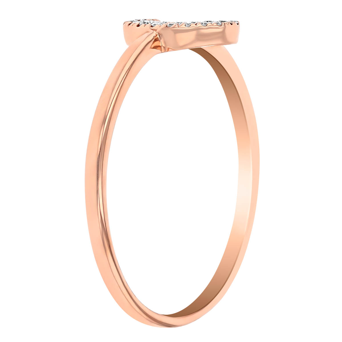 Diamond Pavé Crescent Moon Ring in Rose Gold