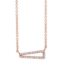 Diamond Elongated Horizontal Triangle Pendant in Rose Gold