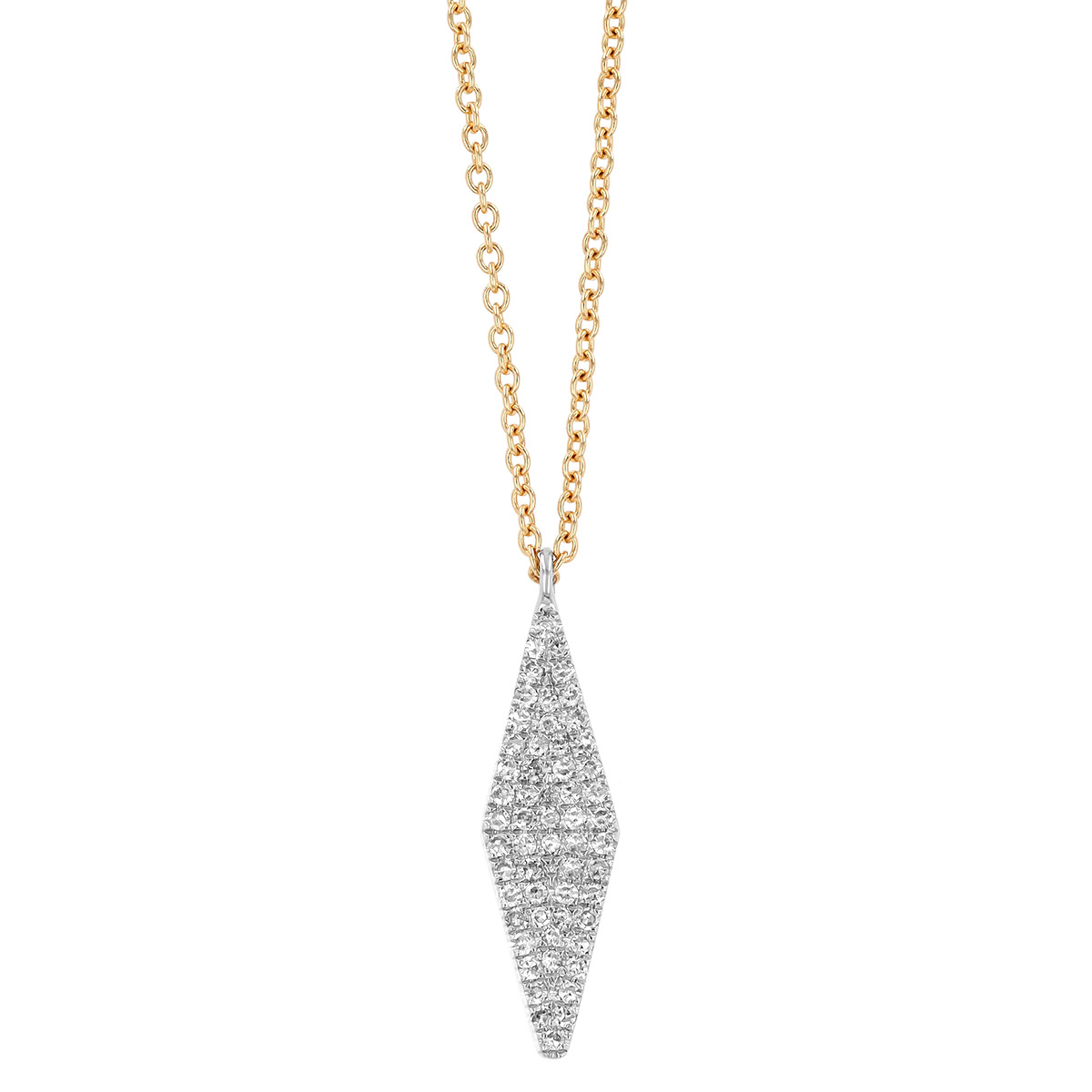 Diamond Pavé Kite Shape Pendant in Two Tone, 18