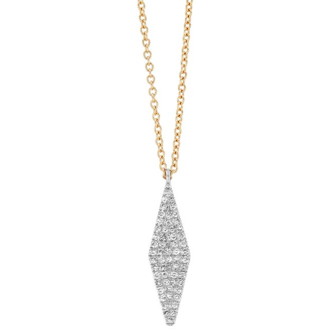 Diamond Pavé Kite Shape Pendant in Two Tone, 18"