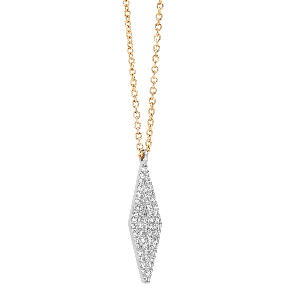 Diamond Pavé Kite Shape Pendant in Two Tone, 18