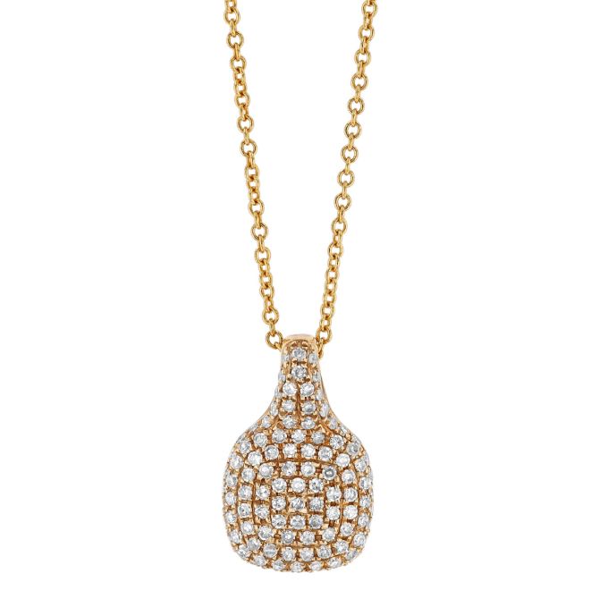 Diamond Pavé Cushion Shape Pendant in Yellow Gold, 16"