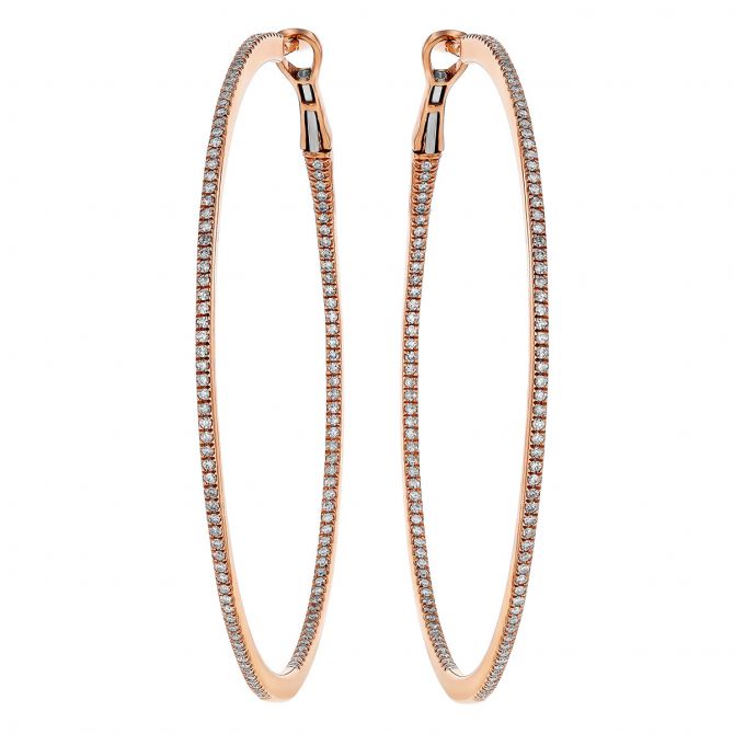 Diamond Inside Out Large Hoop Earrings in Rose Gold, 0.66 cttw, 51 mm