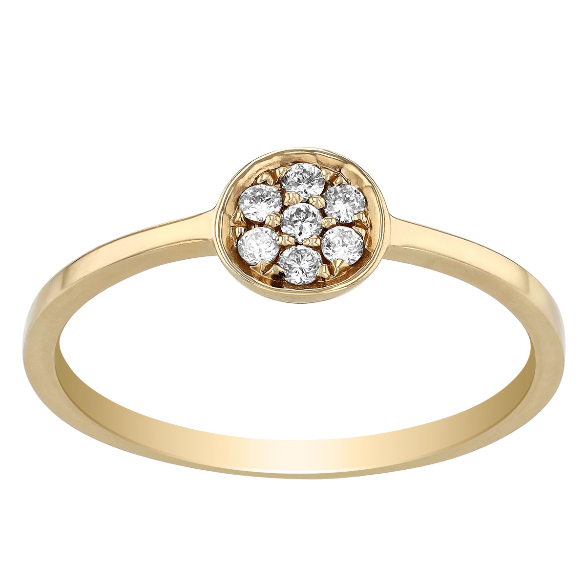 Diamond Cluster Bezel Set Stacking Ring in Yellow Gold