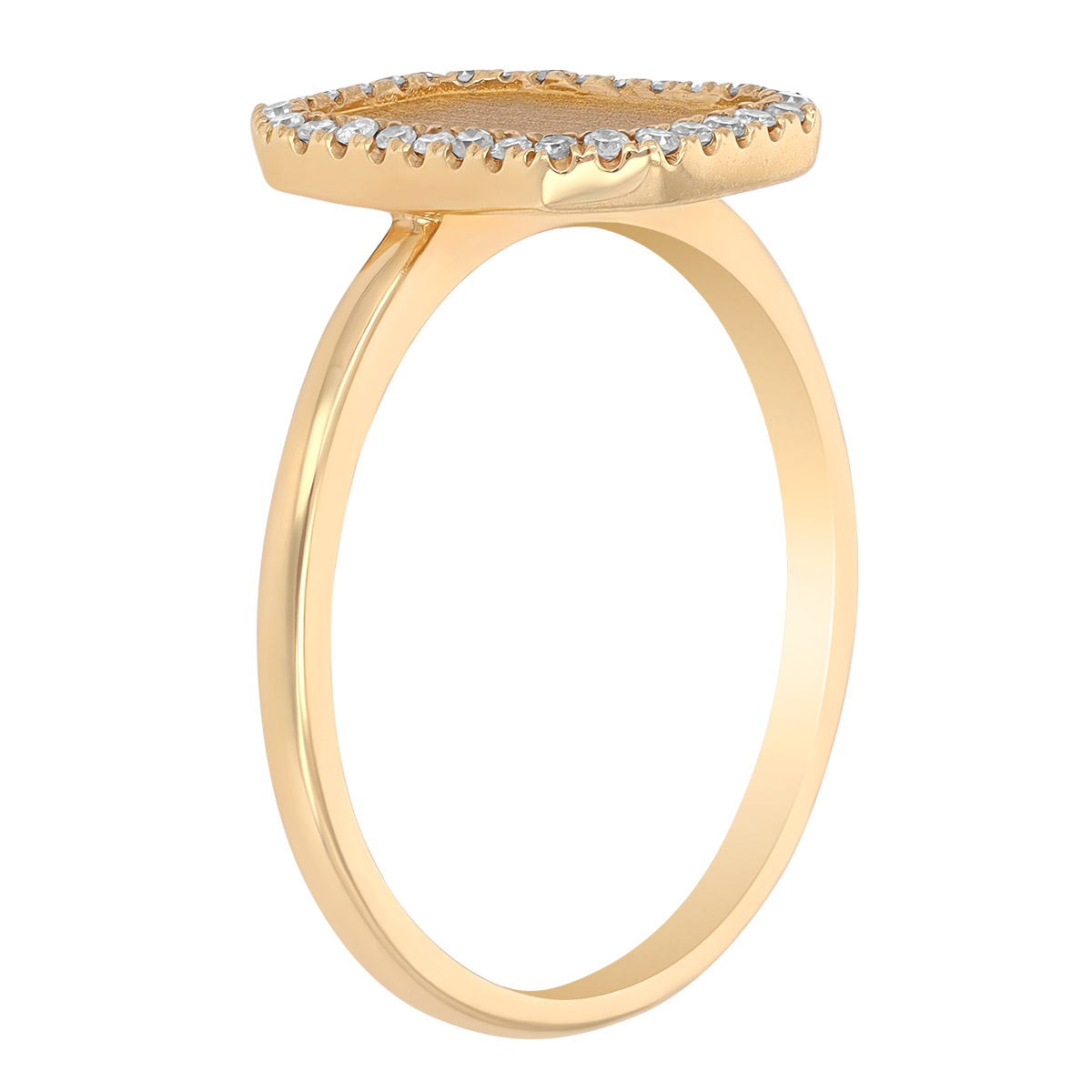 Satin Yellow Gold Rectangle with Diamond Halo Ring