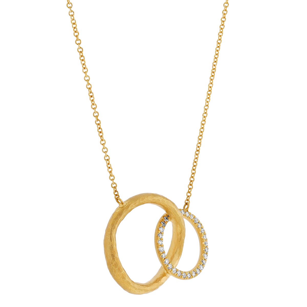 Marika Diamond & Matte Yellow Gold Interlocking Circle Pendant, 18