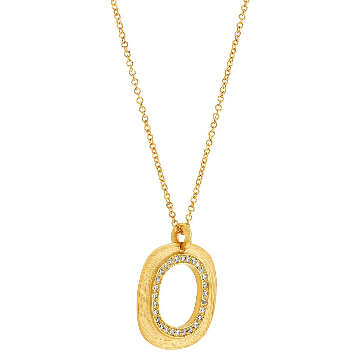 Marika Diamond & Matte Yellow Gold Rounded Square Pendant, 18