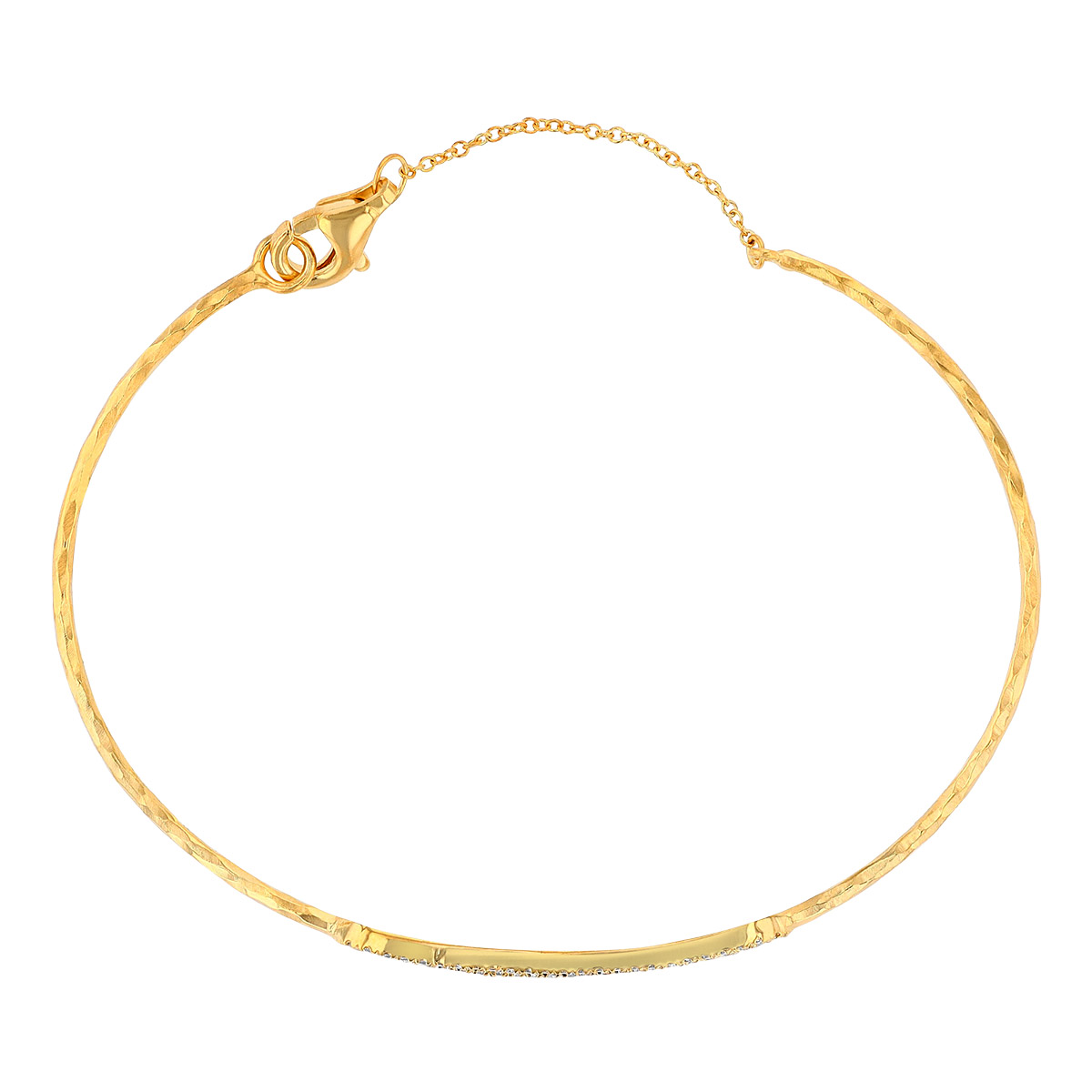 Marika Diamond Pavé Open Oval Bangle Bracelet in Yellow Gold