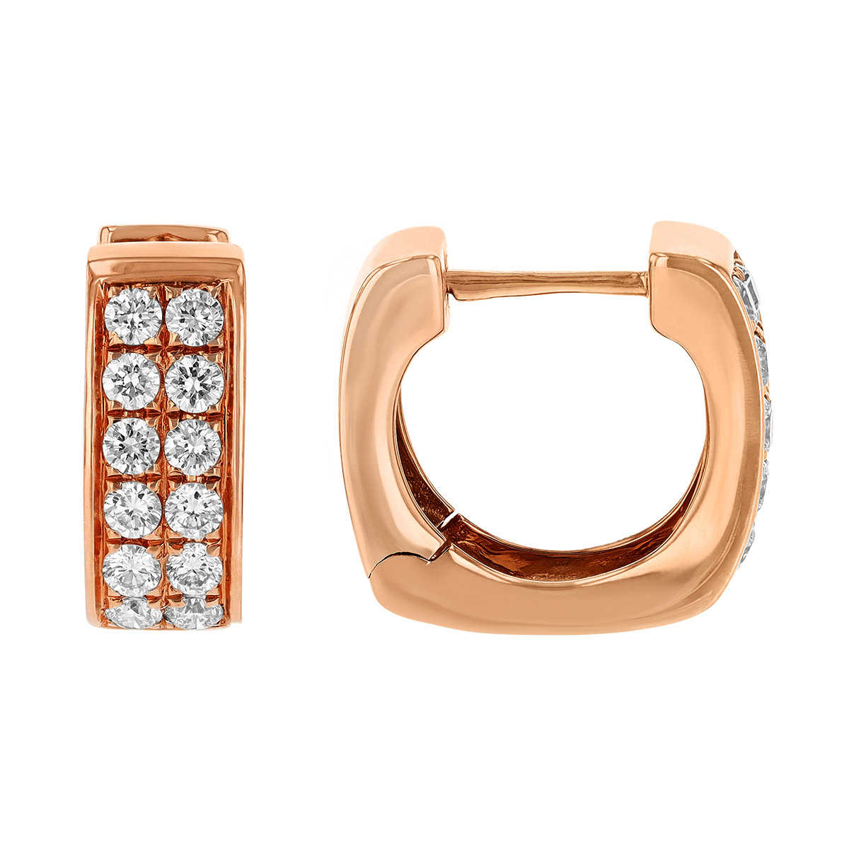 Frederic Sage Diamond Pavé Square Edge Huggie Hoop Earrings in Rose Gold