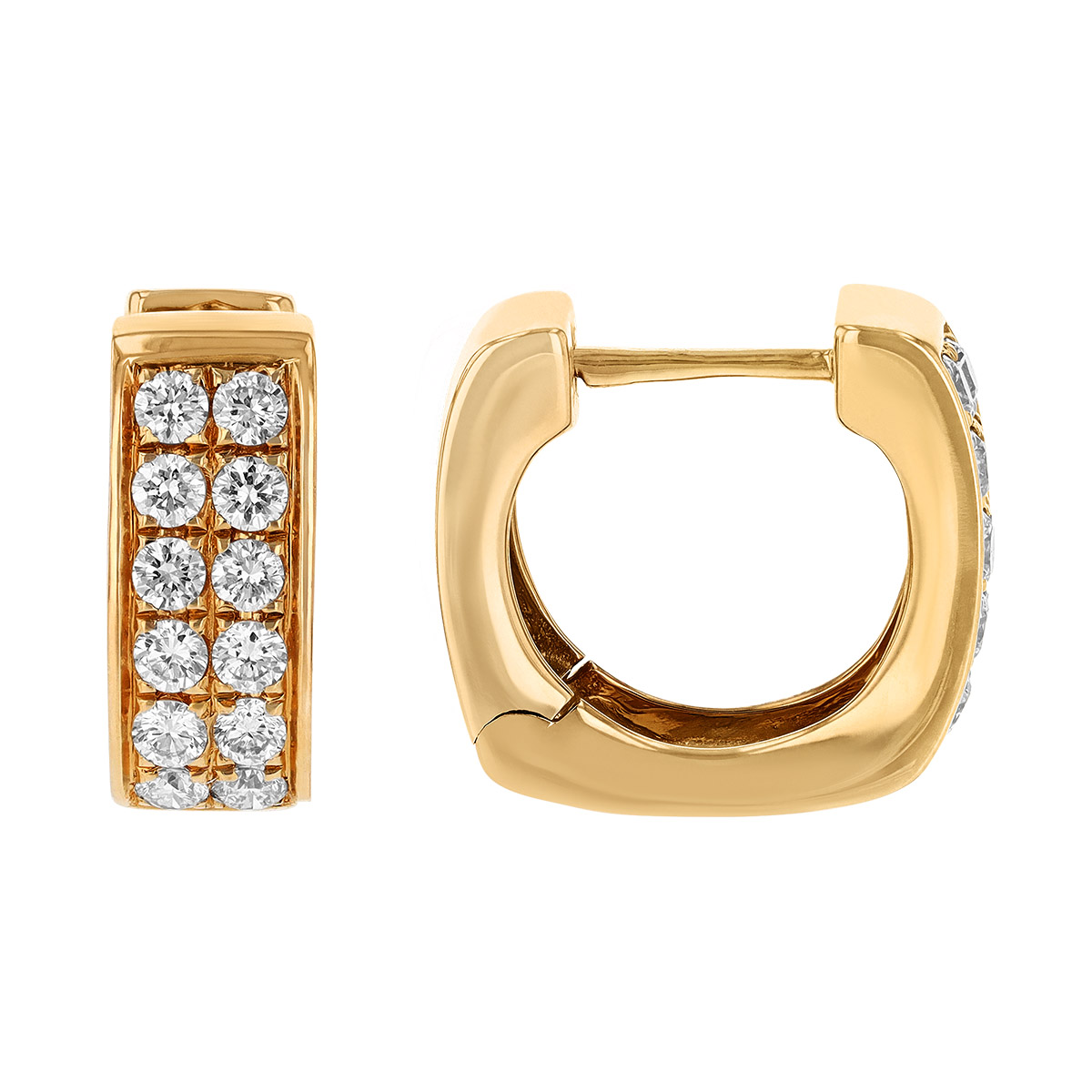 Frederic Sage Diamond Pavé Square Edge Huggie Hoop Earrings in Yellow Gold
