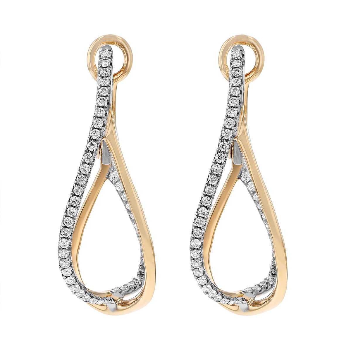 Frederic Sage Diamond Crossover Drop Earrings in Yellow Gold