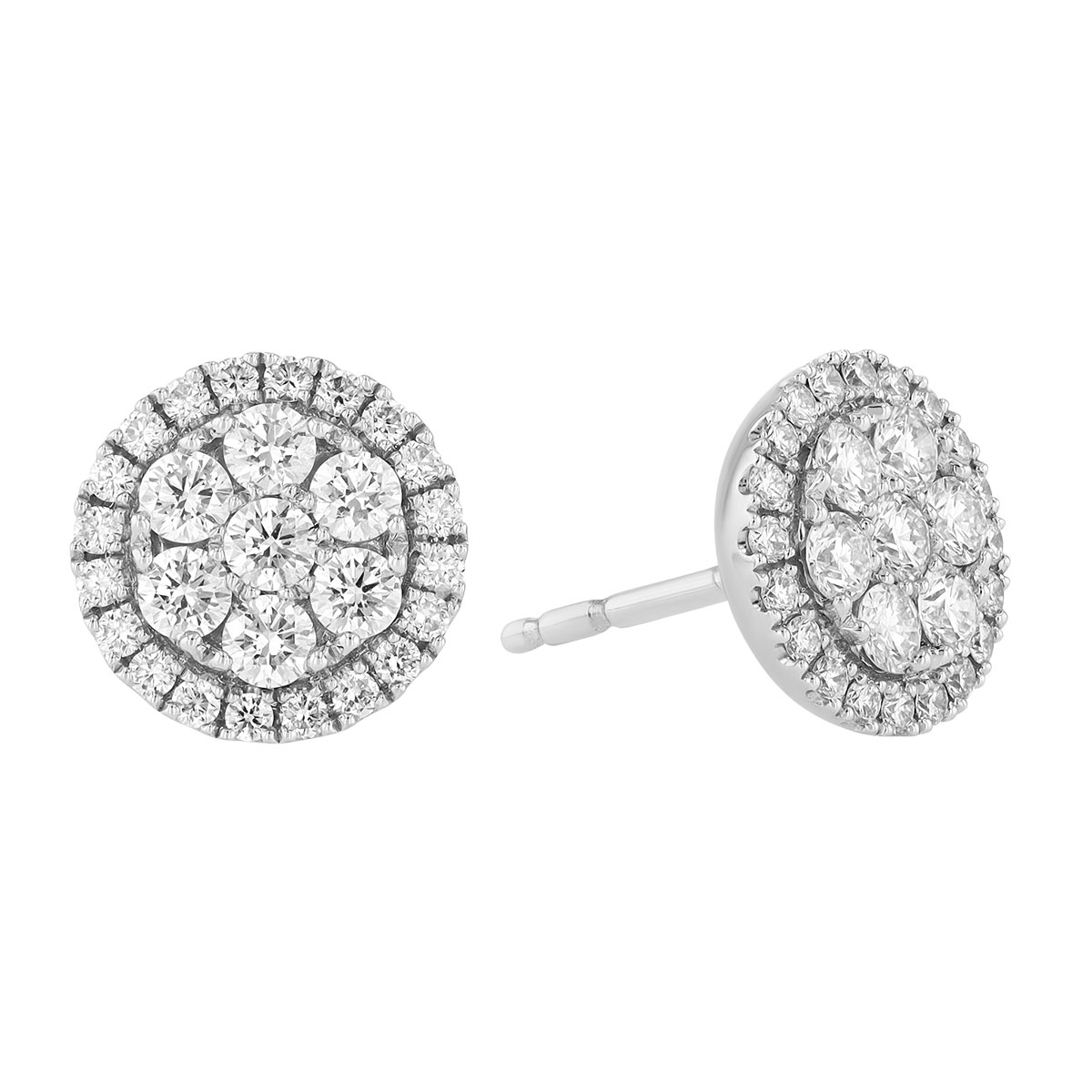 Frederic Sage Diamond Cluster Round Stud Earrings in White Gold