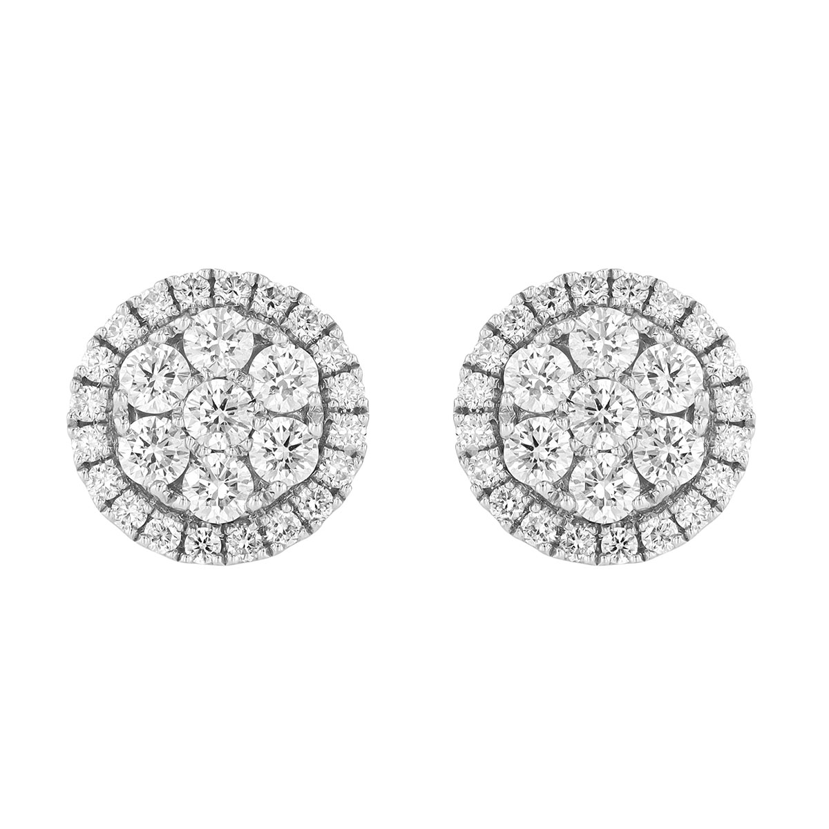 Frederic Sage Diamond Cluster Round Stud Earrings in White Gold