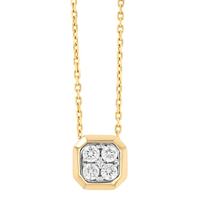 Frederic Sage Diamond Cluster Square Pendant in Yellow Gold, 18"