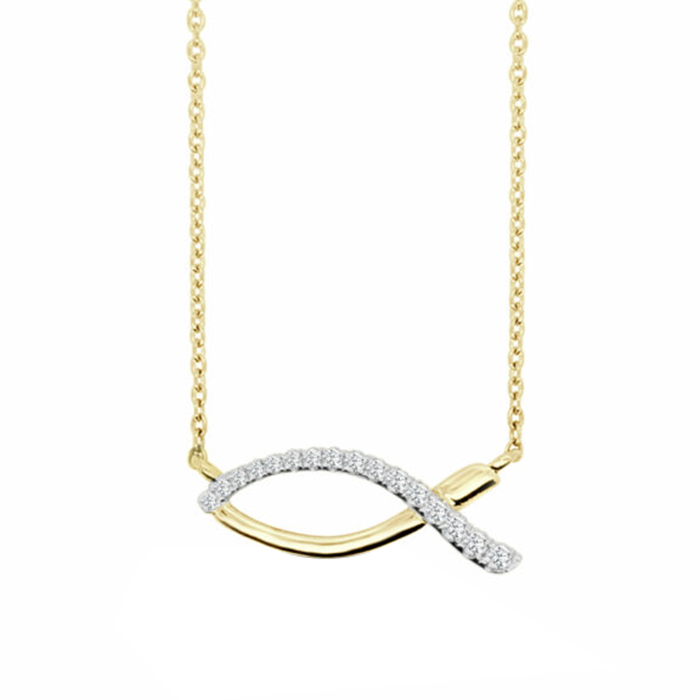 Frederic Sage Diamond Fish Pendant in Yellow & White Gold, 18
