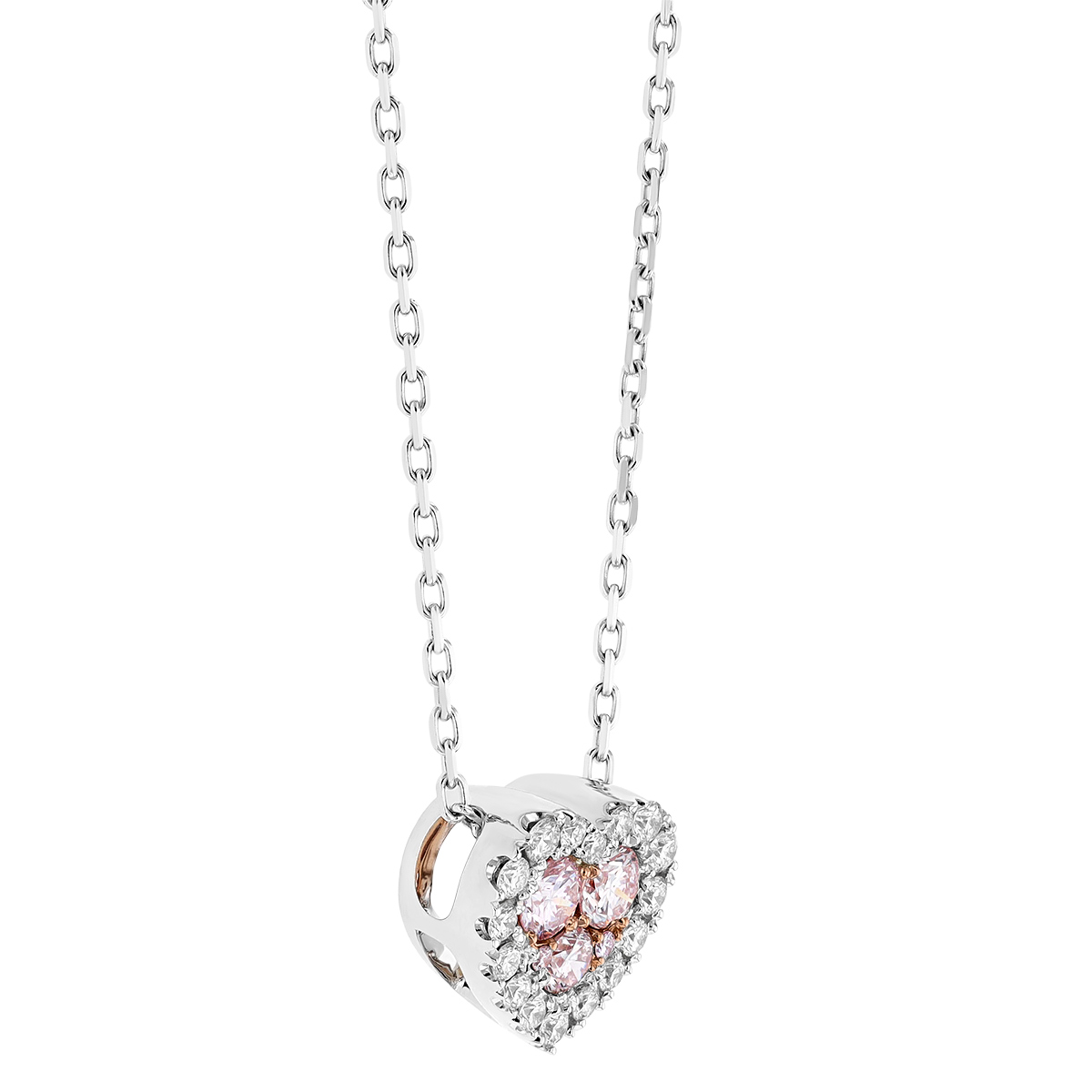 Frederic Sage Pink & White Diamond Heart Pendant in White & Rose Gold, 18