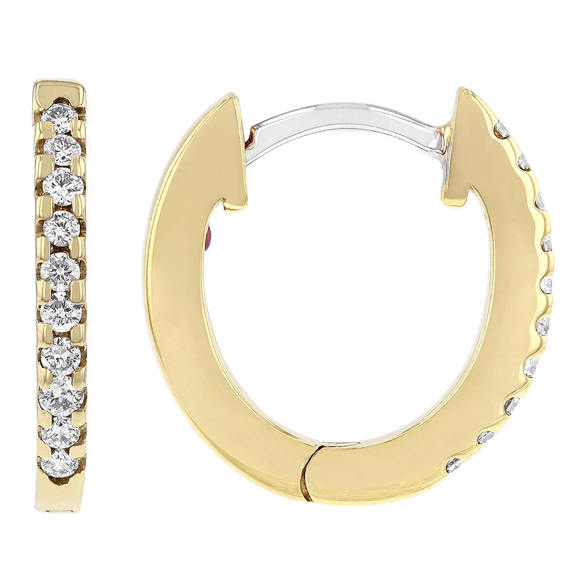 Roberto Coin Small Diamond Huggie Hoop Earrings in 18K Gold, 0.09 cttw