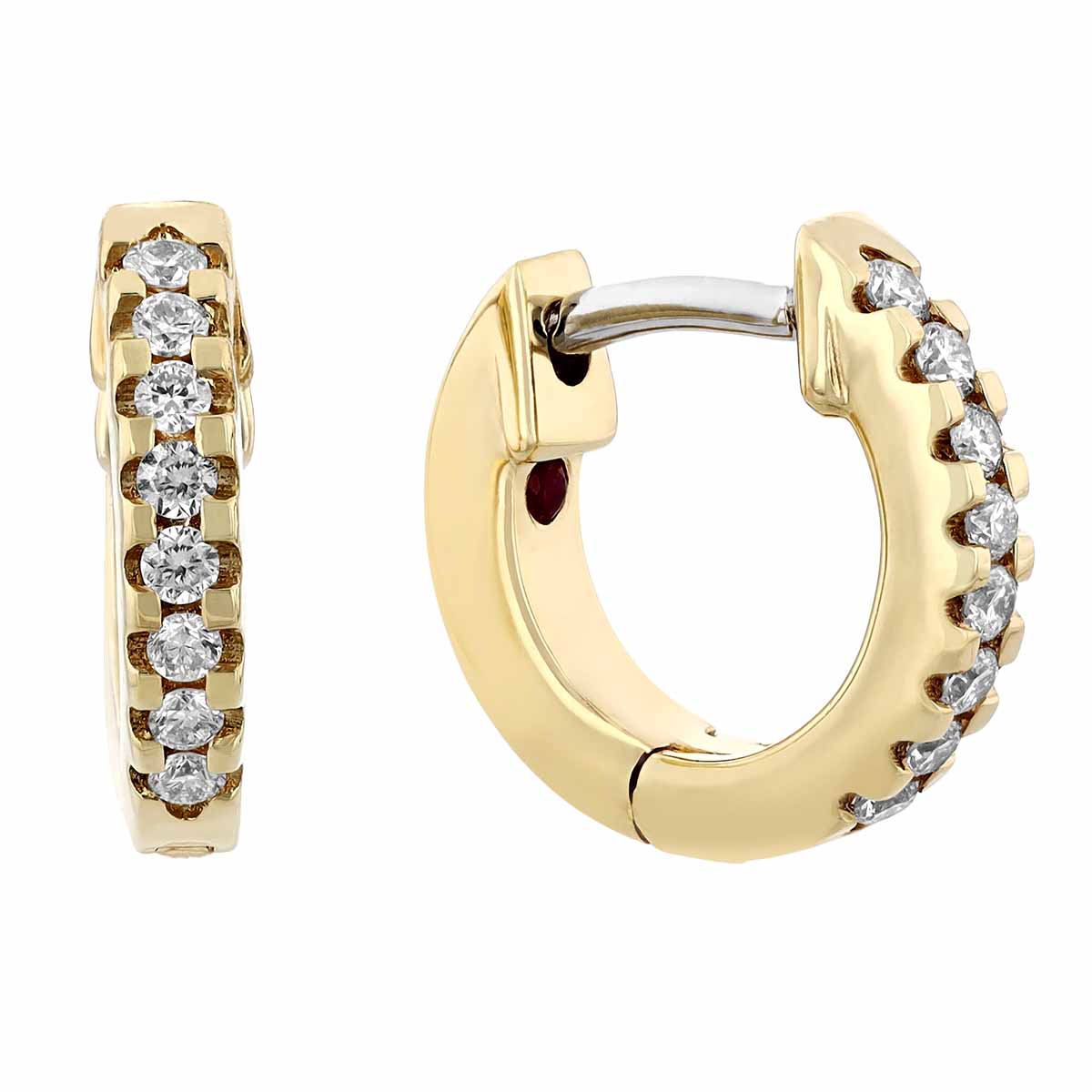 Roberto Coin Tiny Diamond Huggie Hoop Earrings in Yellow Gold