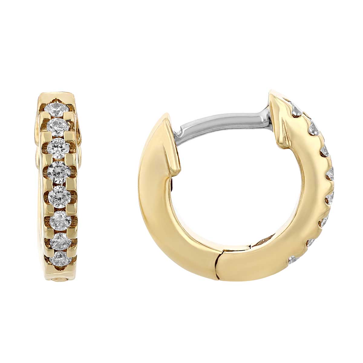 Roberto Coin Tiny Diamond Huggie Hoop Earrings in Yellow Gold