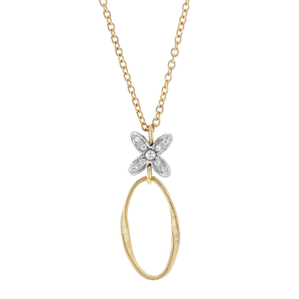 Marco Bicego Marrakech Onde Diamond Flower Pendant in White & Yellow Gold, 16.5