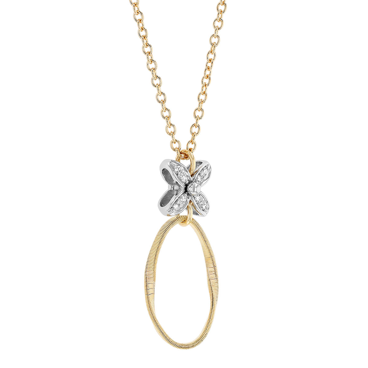 Marco Bicego Marrakech Onde Diamond Flower Pendant in White & Yellow Gold, 16.5