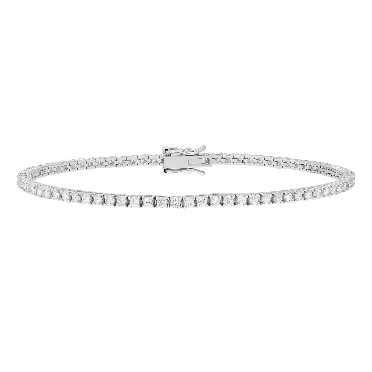 Round Diamond 4 Prong Tennis Bracelet in White Gold, 7